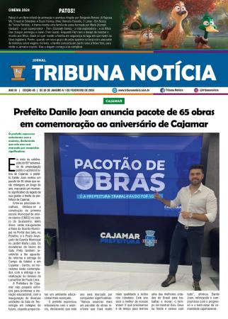 Edição do Jornal Tribuna Notícia destaca pacotão de entrega de obras em Cajamar 