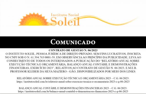 Instituto Soleil Apresenta Relatório Anual de Prestação de Contas de 2023