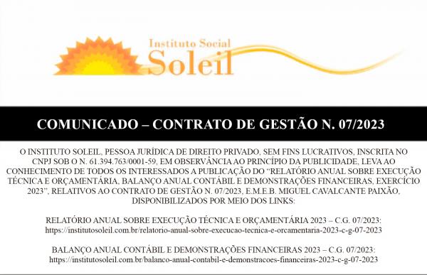 Instituto Soleil Apresenta Relatório Anual de Prestação de Contas de 2023